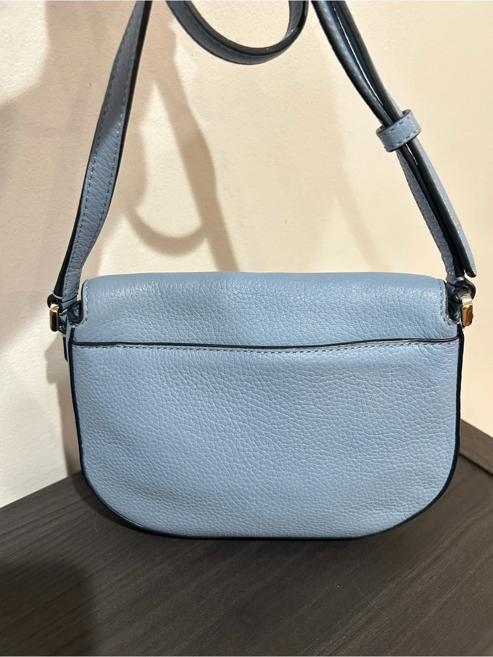 Kate Spade Leila Mini Flap Crossbody Blue Leather Frosy Sky EUC